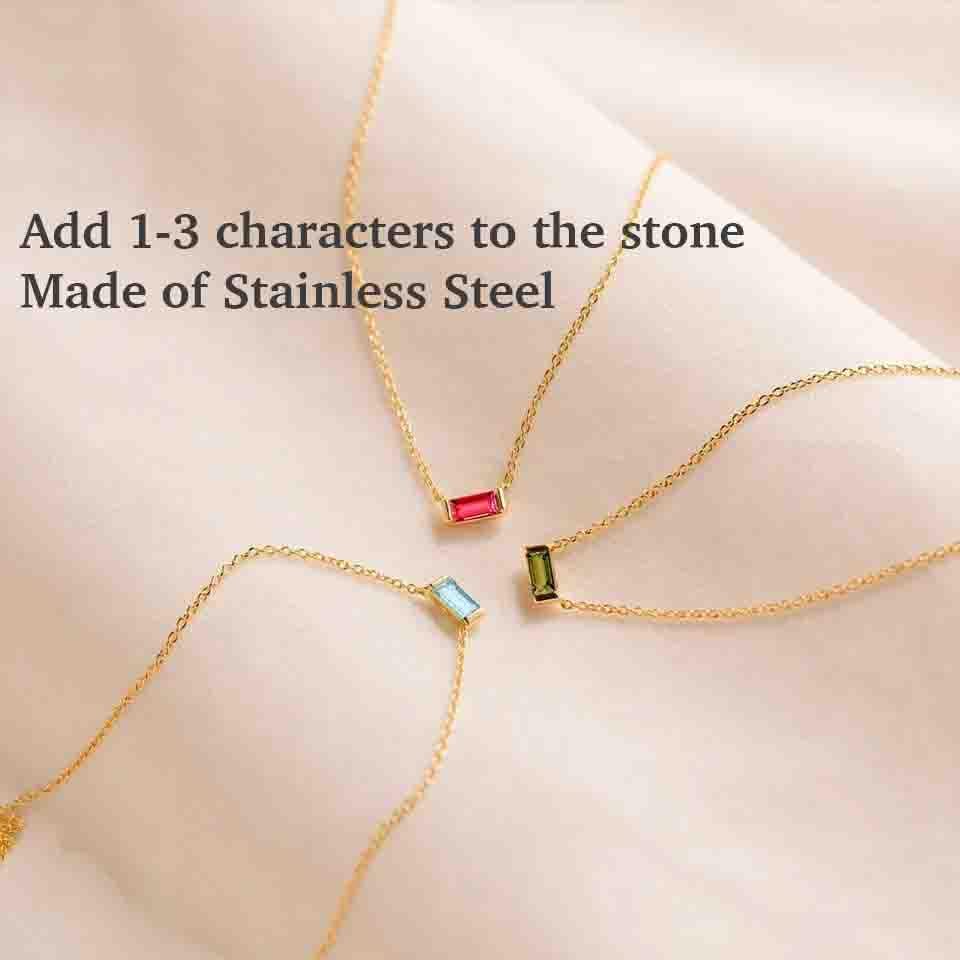 Personalized Stone Pendant Necklace, Custom Engraved Necklace, Monogram Engagement Anniversary Gift for Him or Her, Minimalist Jewelry