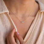 Personalized Stone Pendant Necklace, Custom Engraved Necklace, Monogram Engagement Anniversary Gift for Him or Her, Minimalist Jewelry