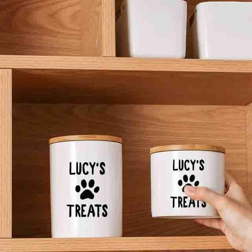 Personalized Dog Cat Treats Ceramic Jar - Airtight Dog Treat Container, Dog Owner gift - Home decor