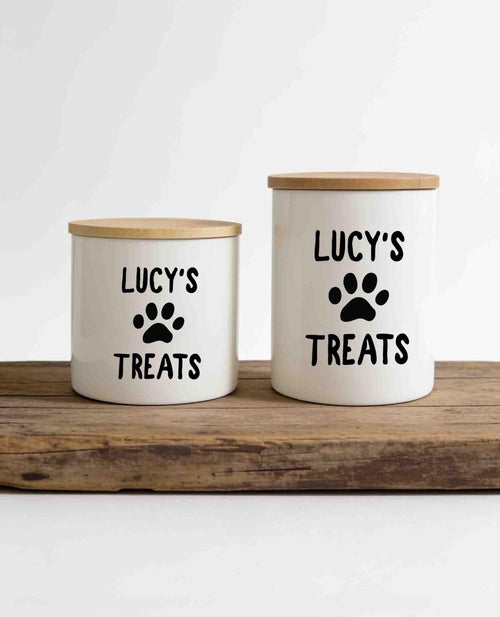 Personalized Dog Cat Treats Ceramic Jar - Airtight Dog Treat Container, Dog Owner gift - Home decor