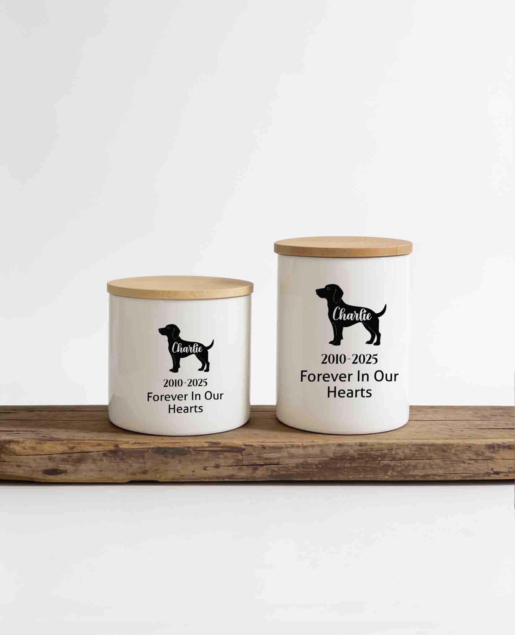 Personalized Pet Memorial Ceramic Jar, Custom Dog Cat Silhouette Memory Jar, Dog Cat Fur Storage Jar, Dog Hair Container Keepsake