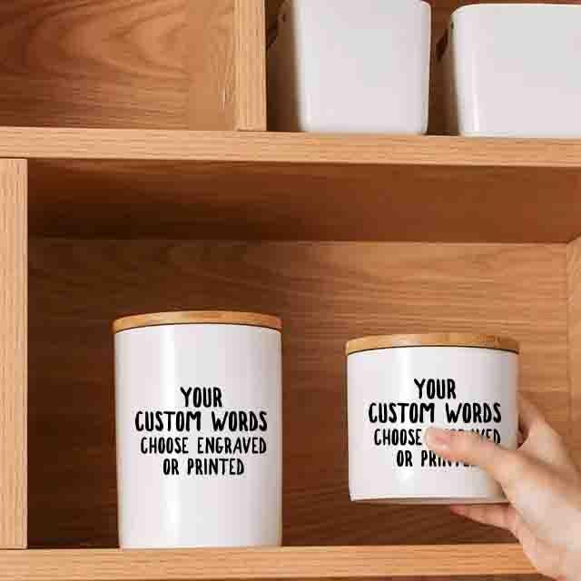 Personalized Ceramic Jar, Engraved or Printed with your custom words/logo, Custom Kitchen Canister Storage Jar, Gift