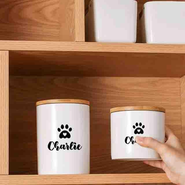 Personalized Dog Cat Treats Ceramic Jar - Airtight Dog Food Container, Dog Owner gift - Home decor