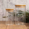 Personalized Glass Jar for new couple with names and wedding date, Custom Kitchen Canister Storage Jar, Newly Wed, Wedding Shower Gift
