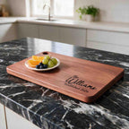 Personalized Solid Wood Cutting Board with Stand, Single Piece African Wood Chopping Board, Engraved Housewarming, Wedding, Anniversary Gift