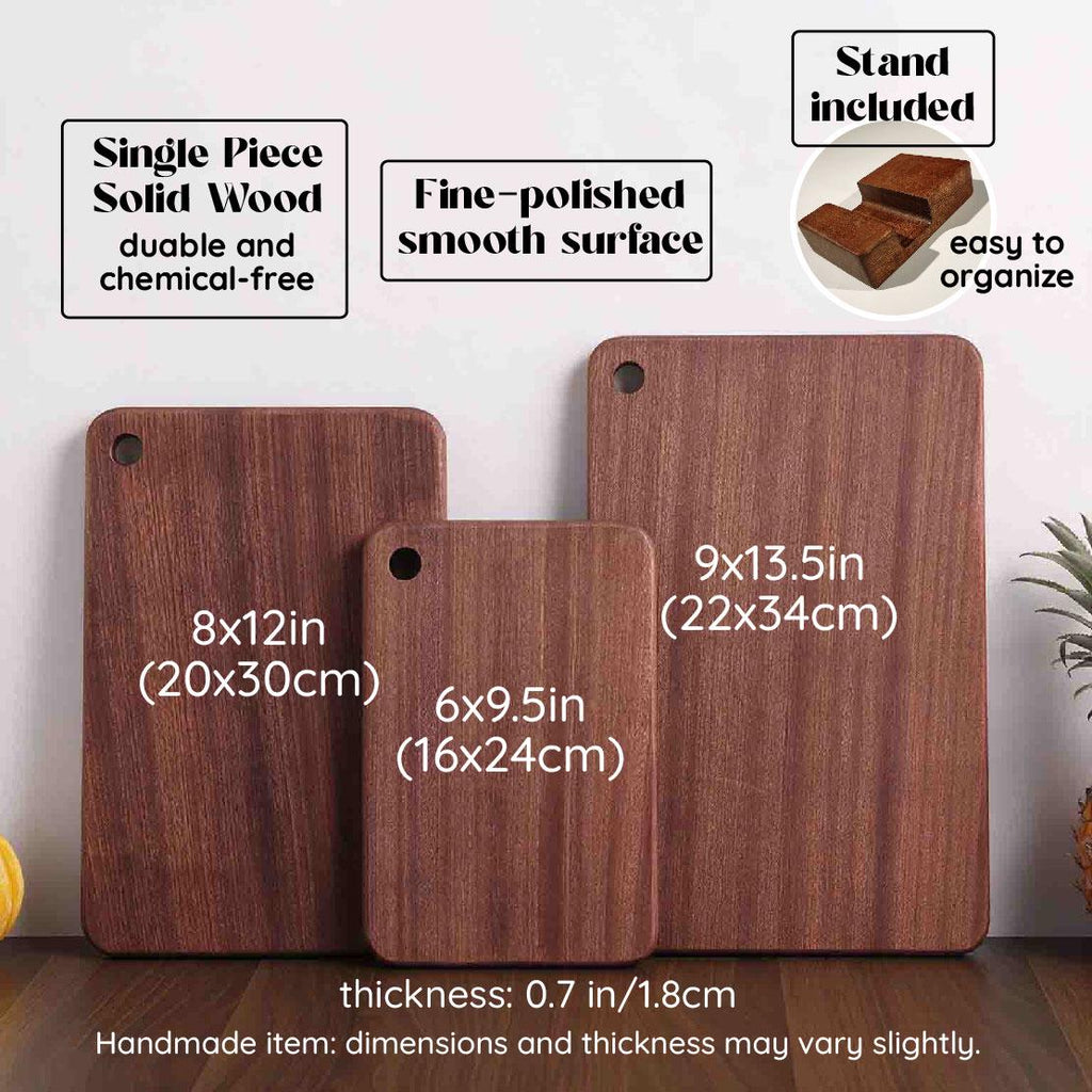 Personalized Solid Wood Cutting Board with Stand, Single Piece African Wood Chopping Board, Engraved New Couple Gift, Wedding Gift
