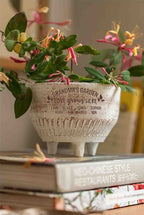 Personalized Engraved Terracotta Distressed Flower Pot, Vintage Style Handmade Clay Planter with Drainage Holes, Gift for Grandma Grandpa
