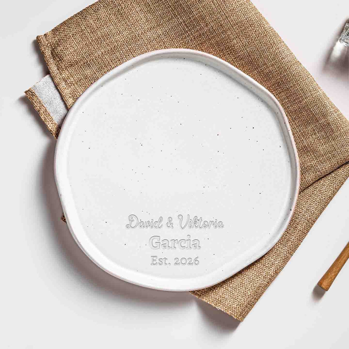 Personalized Rustic ceramic plate / Stoneware plate, New Couple Wedding Gift