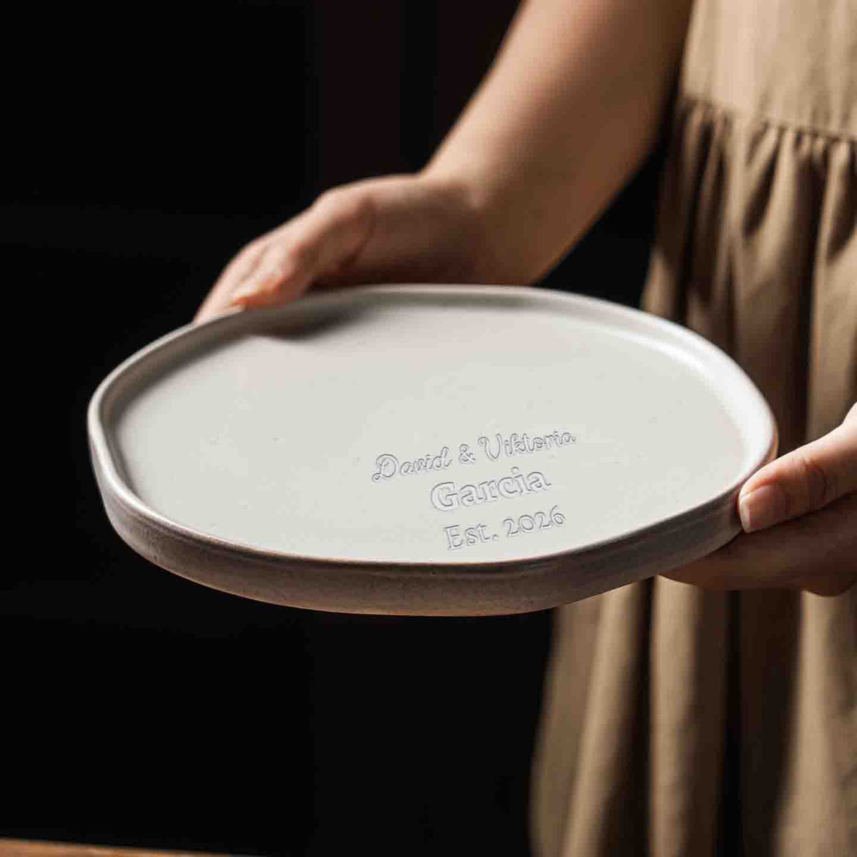 Personalized Rustic ceramic plate / Stoneware plate, New Couple Wedding Gift