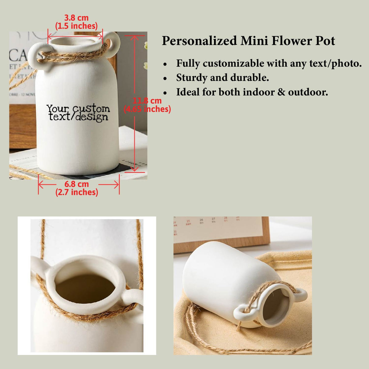 Personalized Anniversary Ceramic Garden Flower Pot, Hanging Planter, Celebration/Milestone Gift for Friend, Husband, Wife, Colleague