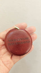 Personalized Sewing Measure, Round small leather tape measure, Engraved with your words, for Body Cloth Tailors Medical Measurements